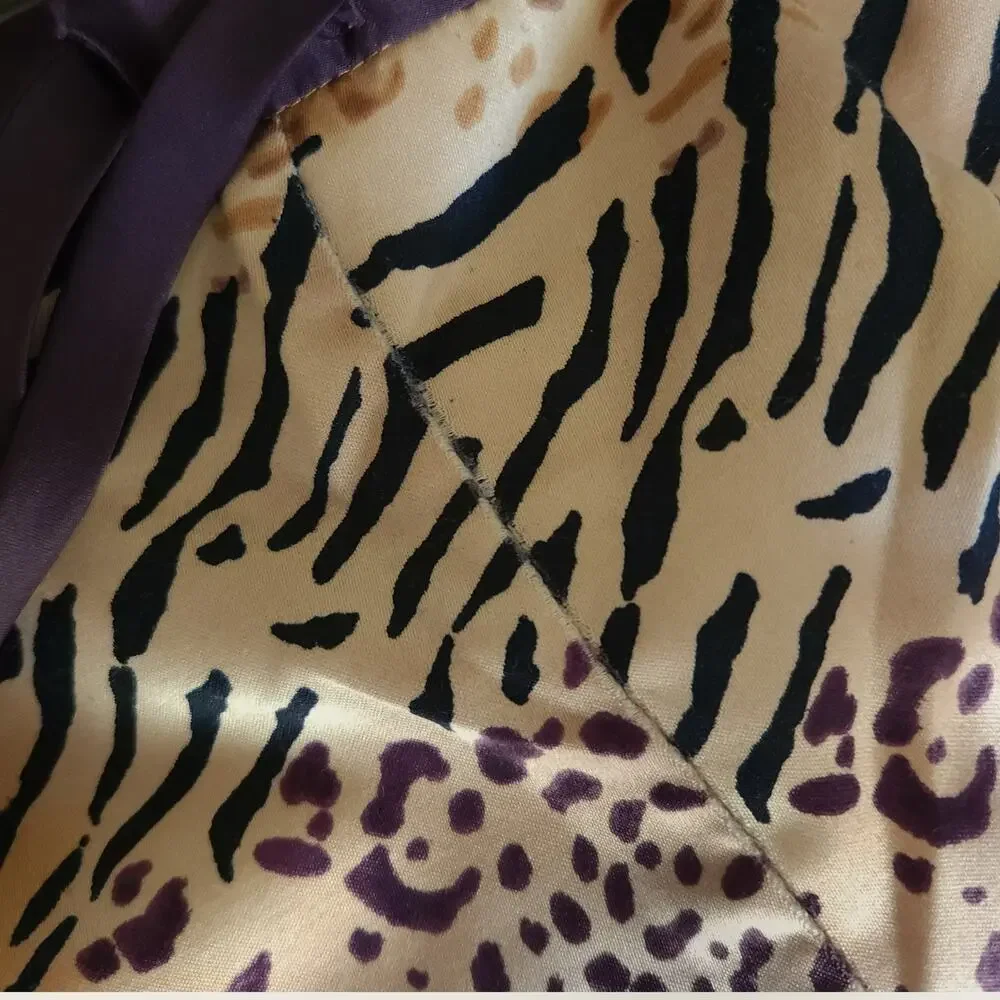 NATORI 2 pc leopard animal print silky lounge pajama pjs set crop pants top Sz S - Picture 6 of 10